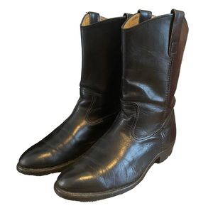 Santa Rosa Herman Pull On Boots Mens 9.5 EE 12 Inch Black Leather Biker Work USA
